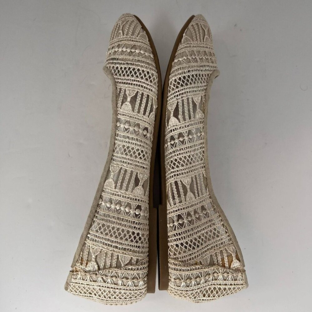 Rhodes Womens Cream Flats Slip On Lace Solid Round Toe Size 9.5M Comfort Shoes - Picture 6 of 9